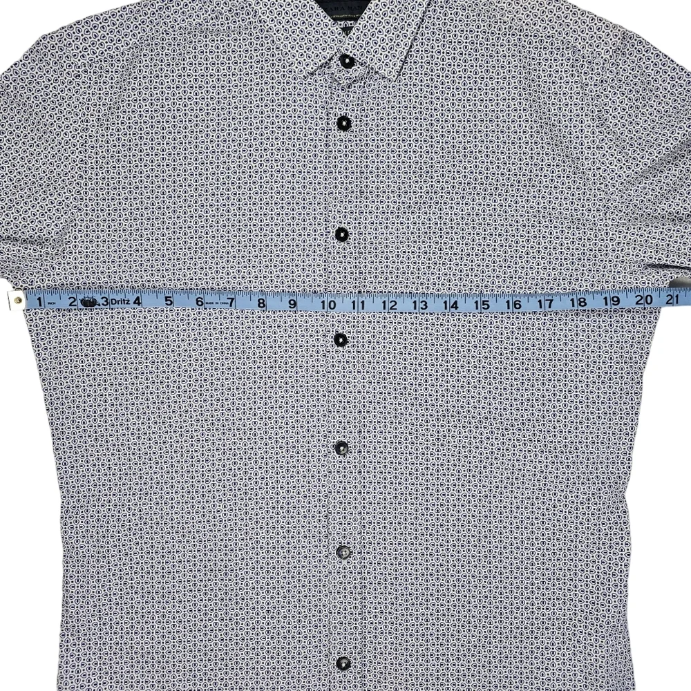 Zara Man Long Sleeve Slim Fit Button Down Shirt Blue White Men's Size Medium - Picture 14 of 15